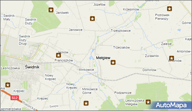 mapa Mełgiew, Mełgiew na mapie Targeo