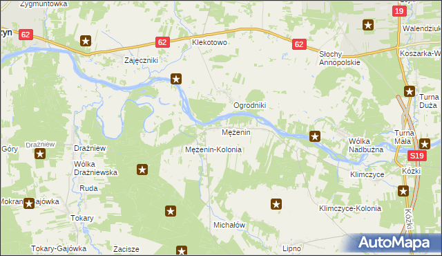 mapa Mężenin gmina Platerów, Mężenin gmina Platerów na mapie Targeo