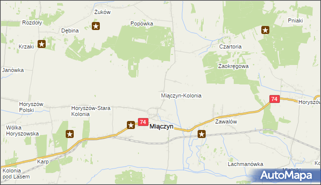 mapa Miączyn-Kolonia, Miączyn-Kolonia na mapie Targeo