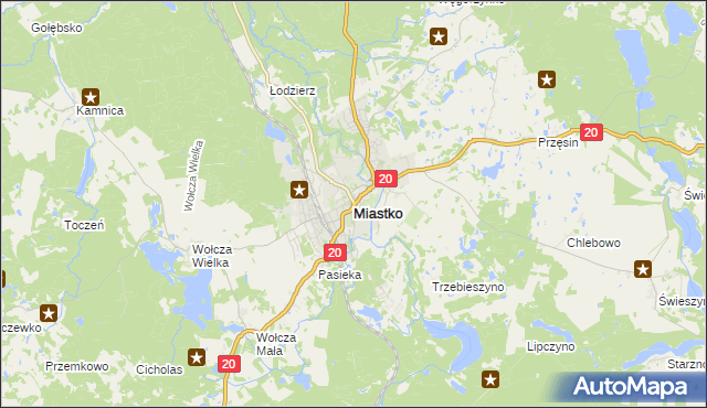 mapa Miastko powiat bytowski, Miastko powiat bytowski na mapie Targeo