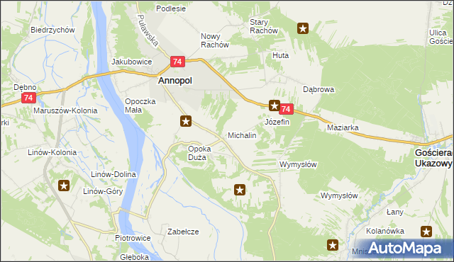 mapa Michalin gmina Annopol, Michalin gmina Annopol na mapie Targeo