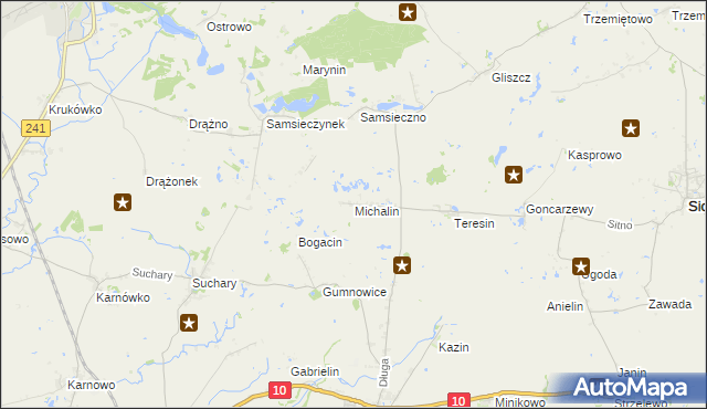 mapa Michalin gmina Nakło nad Notecią, Michalin gmina Nakło nad Notecią na mapie Targeo