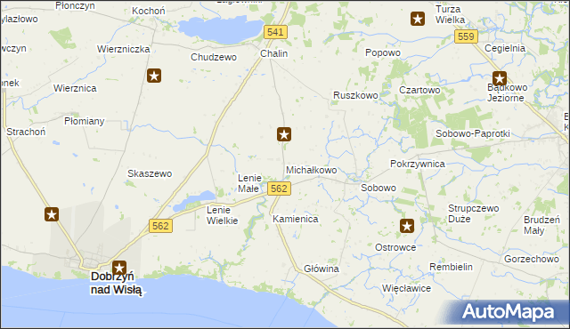 mapa Michałkowo gmina Dobrzyń nad Wisłą, Michałkowo gmina Dobrzyń nad Wisłą na mapie Targeo