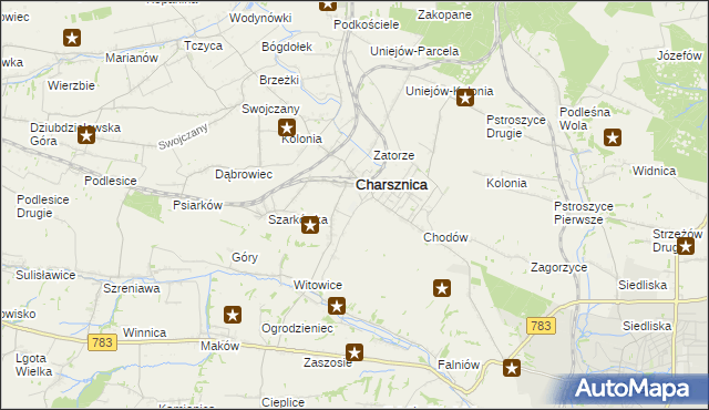 mapa Miechów-Charsznica, Miechów-Charsznica na mapie Targeo