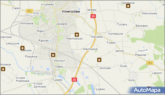 mapa Miechowice gmina Inowrocław, Miechowice gmina Inowrocław na mapie Targeo