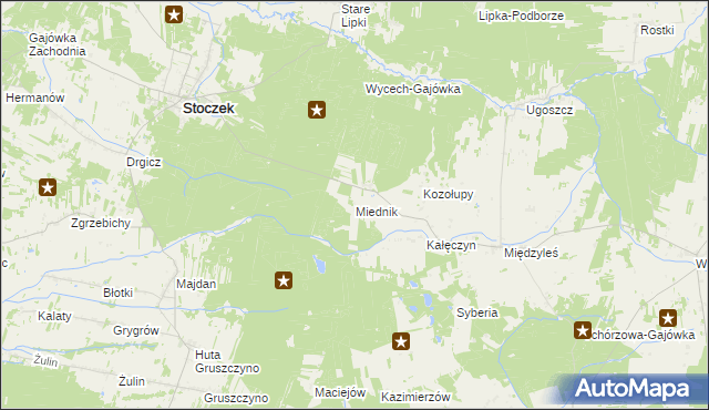 mapa Miednik gmina Stoczek, Miednik gmina Stoczek na mapie Targeo