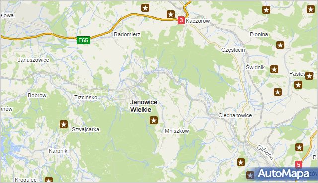 mapa Miedzianka gmina Janowice Wielkie, Miedzianka gmina Janowice Wielkie na mapie Targeo