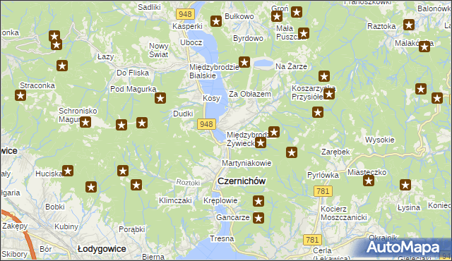 mapa Międzybrodzie Żywieckie, Międzybrodzie Żywieckie na mapie Targeo