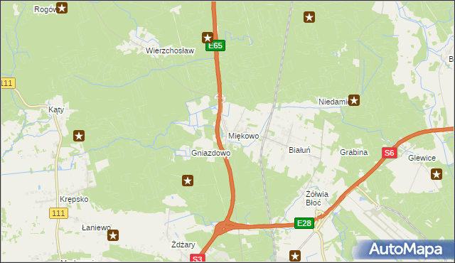 mapa Miękowo gmina Goleniów, Miękowo gmina Goleniów na mapie Targeo