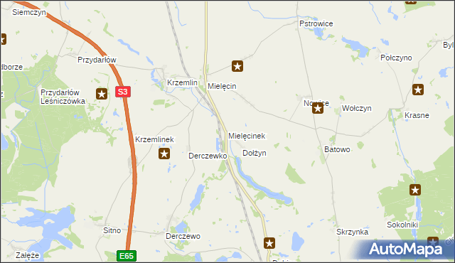 mapa Mielęcinek, Mielęcinek na mapie Targeo