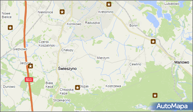 mapa Mierzym, Mierzym na mapie Targeo