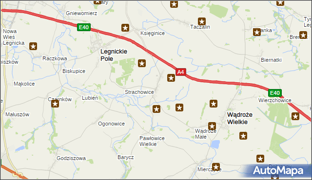 mapa Mikołajowice gmina Legnickie Pole, Mikołajowice gmina Legnickie Pole na mapie Targeo