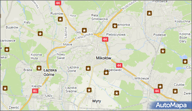 mapa Mikołów, Mikołów na mapie Targeo