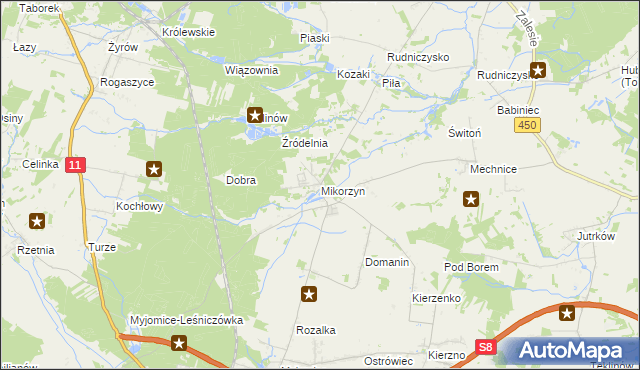 mapa Mikorzyn gmina Kępno, Mikorzyn gmina Kępno na mapie Targeo