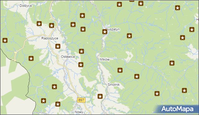 mapa Mików gmina Komańcza, Mików gmina Komańcza na mapie Targeo