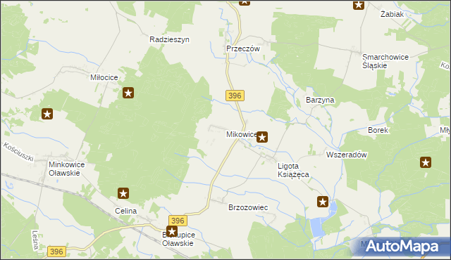 mapa Mikowice gmina Namysłów, Mikowice gmina Namysłów na mapie Targeo