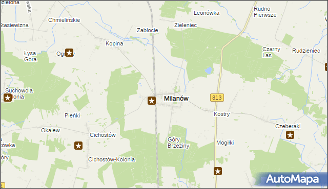 mapa Milanów powiat parczewski, Milanów powiat parczewski na mapie Targeo