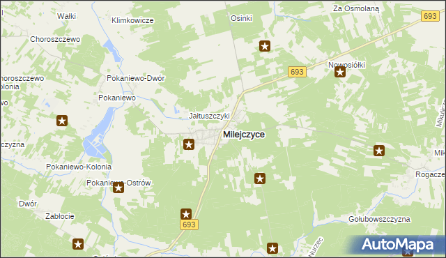 mapa Milejczyce, Milejczyce na mapie Targeo