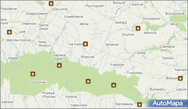 mapa Milejowice gmina Waśniów, Milejowice gmina Waśniów na mapie Targeo