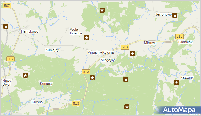 mapa Mingajny, Mingajny na mapie Targeo