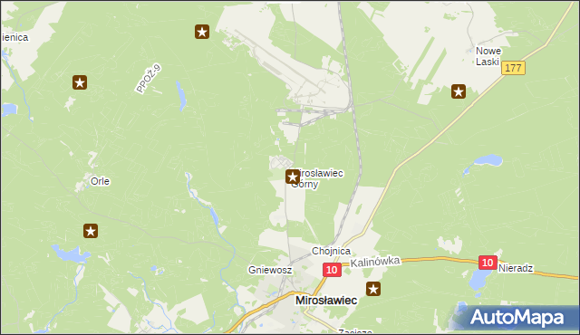 mapa Mirosławiec Górny, Mirosławiec Górny na mapie Targeo