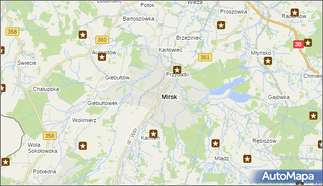 mapa Mirsk, Mirsk na mapie Targeo