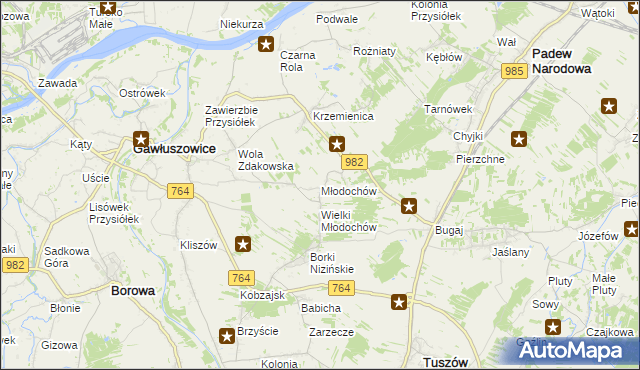 mapa Młodochów gmina Gawłuszowice, Młodochów gmina Gawłuszowice na mapie Targeo