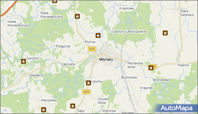 mapa Młynary powiat elbląski, Młynary powiat elbląski na mapie Targeo