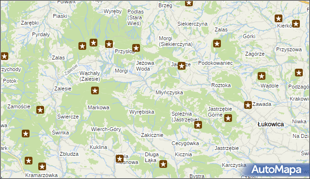 mapa Młyńczyska, Młyńczyska na mapie Targeo