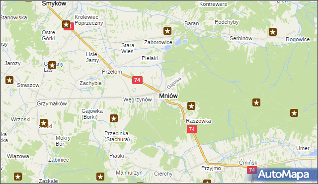 mapa Mniów, Mniów na mapie Targeo