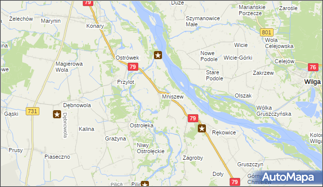mapa Mniszew gmina Magnuszew, Mniszew gmina Magnuszew na mapie Targeo