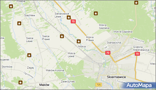 mapa Mokra gmina Skierniewice, Mokra gmina Skierniewice na mapie Targeo