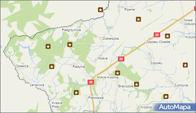 mapa Mokre gmina Głubczyce, Mokre gmina Głubczyce na mapie Targeo