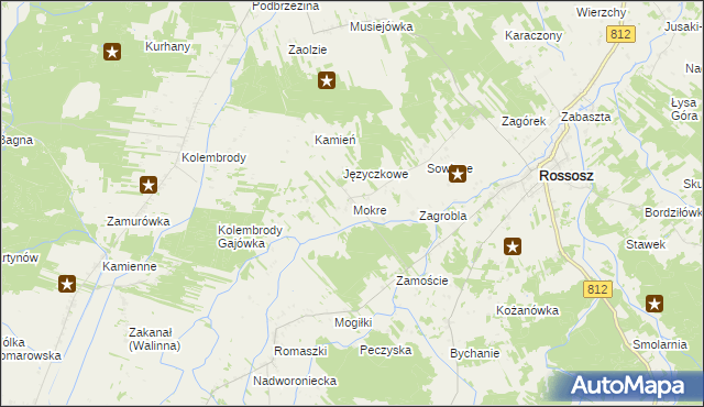 mapa Mokre gmina Rossosz, Mokre gmina Rossosz na mapie Targeo