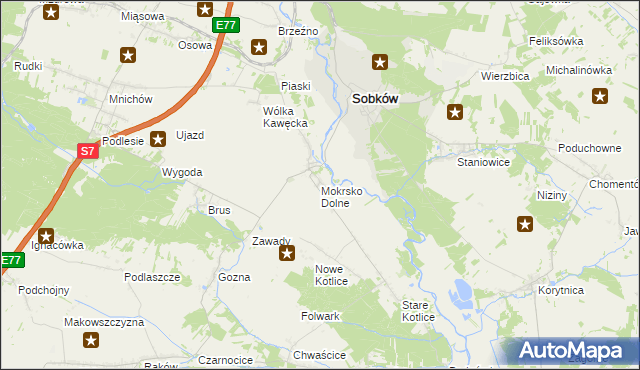 mapa Mokrsko Dolne, Mokrsko Dolne na mapie Targeo
