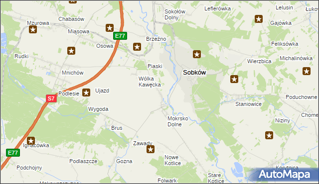 mapa Mokrsko Górne, Mokrsko Górne na mapie Targeo