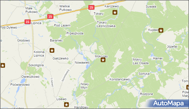 mapa Mokry Las gmina Golub-Dobrzyń, Mokry Las gmina Golub-Dobrzyń na mapie Targeo