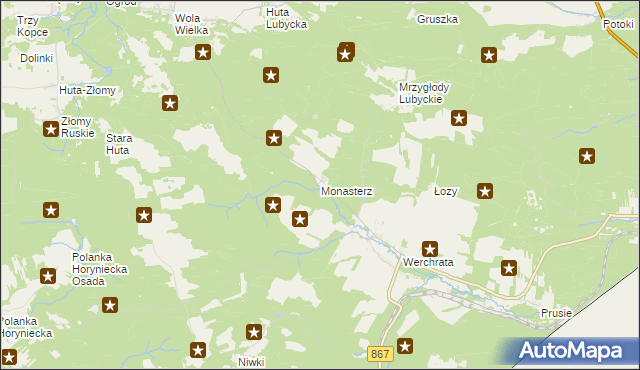 mapa Monasterz, Monasterz na mapie Targeo