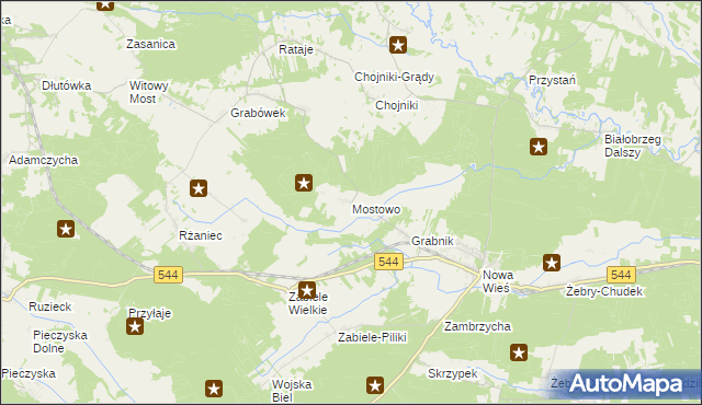 mapa Mostowo gmina Olszewo-Borki, Mostowo gmina Olszewo-Borki na mapie Targeo