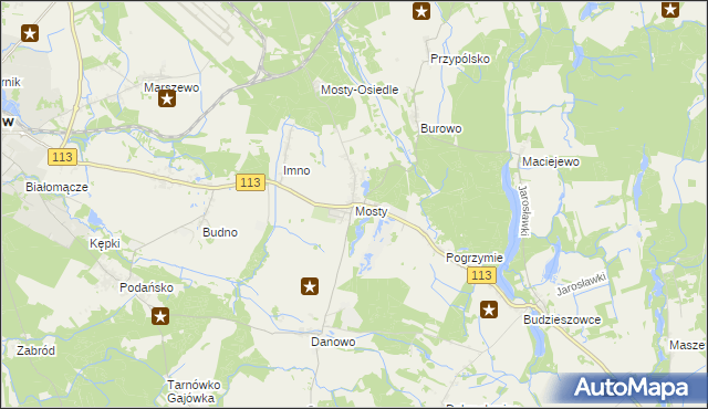 mapa Mosty gmina Goleniów, Mosty gmina Goleniów na mapie Targeo