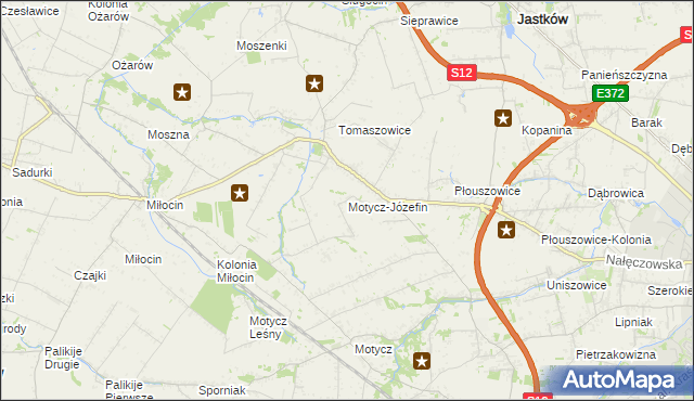 mapa Motycz-Józefin, Motycz-Józefin na mapie Targeo