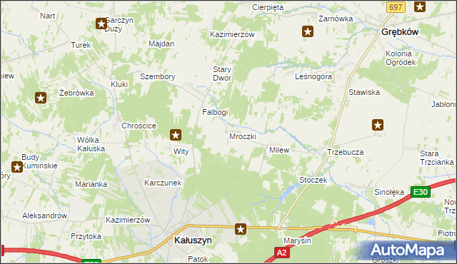 mapa Mroczki gmina Kałuszyn, Mroczki gmina Kałuszyn na mapie Targeo