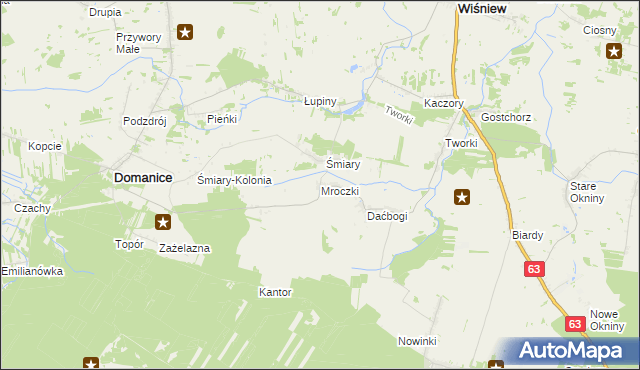 mapa Mroczki gmina Wiśniew, Mroczki gmina Wiśniew na mapie Targeo