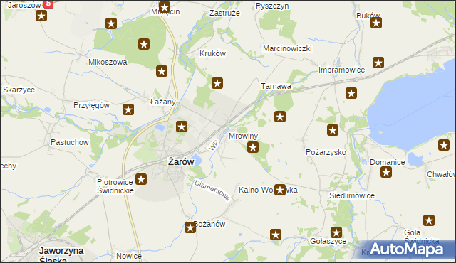 mapa Mrowiny gmina Żarów, Mrowiny gmina Żarów na mapie Targeo