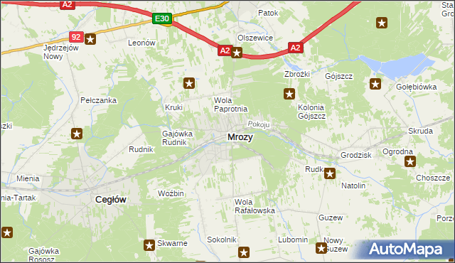 mapa Mrozy powiat miński, Mrozy powiat miński na mapie Targeo