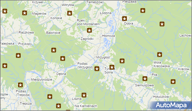 mapa Mrzygłód gmina Sanok, Mrzygłód gmina Sanok na mapie Targeo