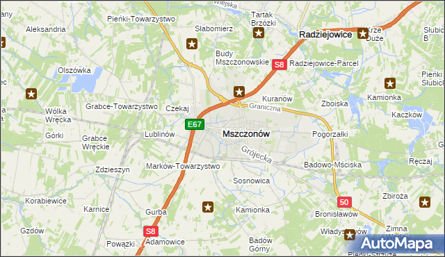 mapa Mszczonów, Mszczonów na mapie Targeo