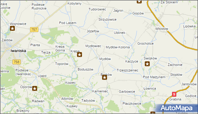 mapa Mydłów, Mydłów na mapie Targeo
