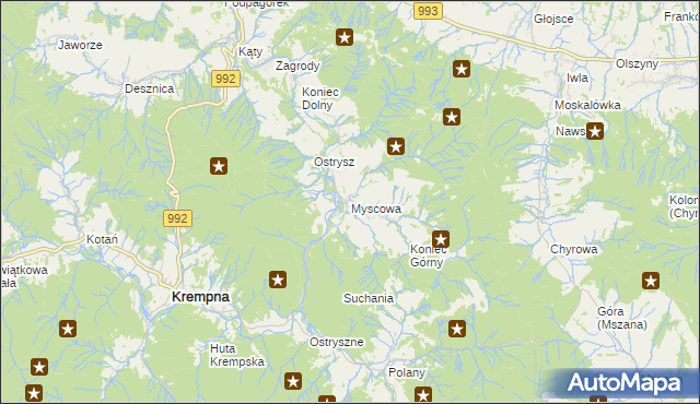 mapa Myscowa, Myscowa na mapie Targeo