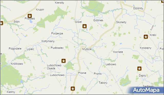 mapa Myślice, Myślice na mapie Targeo